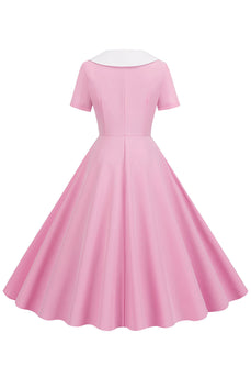 A Linie Rosa kurzes ärmelloses Kleid aus den 1950er Jahren