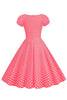 Laden Sie das Bild in den Galerie-Viewer, Rosa Rot Polka Dots Puffärmel 1950er Jahre Kleid