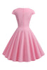 Laden Sie das Bild in den Galerie-Viewer, A-Linie Rosa mit Flügelärmeln 1950er Jahre Kleid