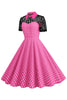 Laden Sie das Bild in den Galerie-Viewer, Polka Dots Rosa Peter Pan Vintage Kleid mit Spitze