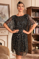 Laden Sie das Bild in den Galerie-Viewer, Glitzer Paillettenkleid aus den 1920er Jahren mit Fledermausärmeln