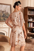 Laden Sie das Bild in den Galerie-Viewer, Fledermausärmel schwarzes Paillettenkleid aus den 1920er Jahren