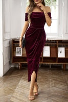 Laden Sie das Bild in den Galerie-Viewer, Braunes schulterfreies figurbetontes Arbeitskleid