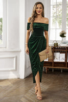 Laden Sie das Bild in den Galerie-Viewer, Braunes schulterfreies figurbetontes Arbeitskleid