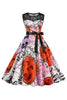 Laden Sie das Bild in den Galerie-Viewer, Halloween Kürbis bedrucktes Orange Vintage Kleid