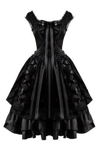 Halloween Schwarzes Vintage Kleid mit Spitze
