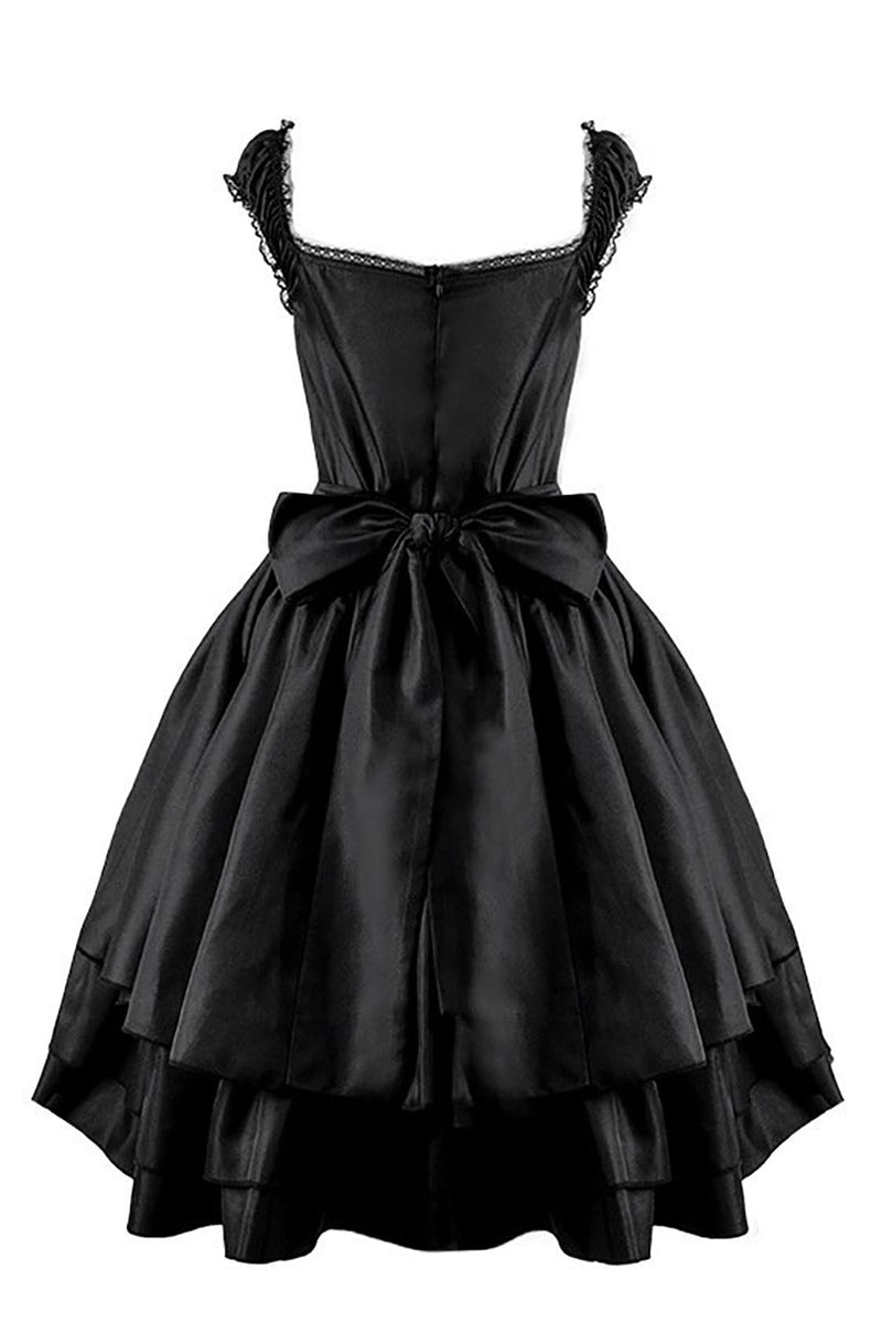 Laden Sie das Bild in den Galerie-Viewer, Halloween Schwarzes Vintage Kleid mit Spitze