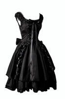 Laden Sie das Bild in den Galerie-Viewer, Halloween Schwarzes Vintage Kleid mit Spitze