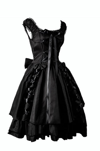 Halloween Schwarzes Vintage Kleid mit Spitze