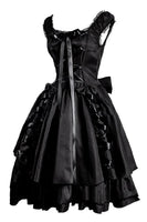 Laden Sie das Bild in den Galerie-Viewer, Halloween Schwarzes Vintage Kleid mit Spitze