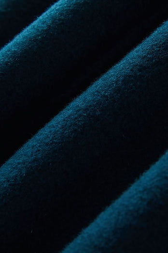 Schwarzer zweireihiger gekerbtes Revers schmaler schlichter langer Wollmantel mit Taschen