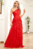 Laden Sie das Bild in den Galerie-Viewer, A-Linie Rotes formelles Kleid aus Tüll