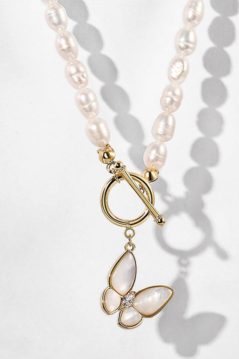 Laden Sie das Bild in den Galerie-Viewer, Weiße funkelnde große Schmetterlings-Choker-zierliche Perlenkette Halskette