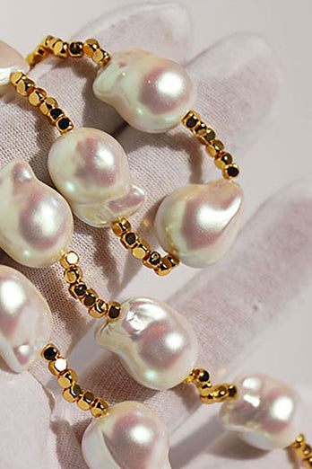 Speziell geformte Perlengold Halskette
