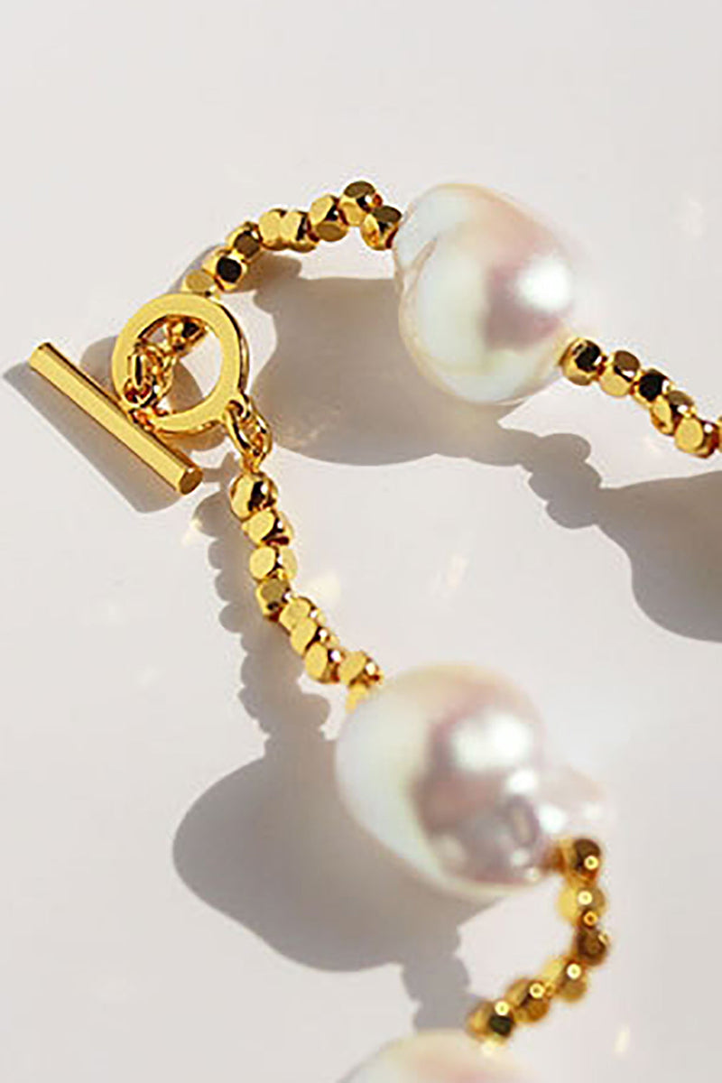 Laden Sie das Bild in den Galerie-Viewer, Speziell geformte Perlengold Halskette