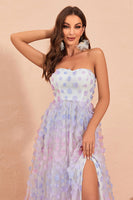 Laden Sie das Bild in den Galerie-Viewer, Trägerloses A-Linie Tüll Ballkleid mit Blumenmuster