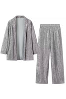 Laden Sie das Bild in den Galerie-Viewer, Schwarze glitzernde Pailletten 2-teilige Damenanzüge