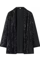 Laden Sie das Bild in den Galerie-Viewer, Schwarze glitzernde Pailletten 2-teilige Damenanzüge