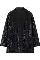 Laden Sie das Bild in den Galerie-Viewer, Schwarze glitzernde Pailletten 2-teilige Damenanzüge