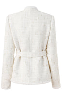 Laden Sie das Bild in den Galerie-Viewer, Leichte Luxus Damenjacke mit weißem Wollspleißen mit kleinem Stehkragen