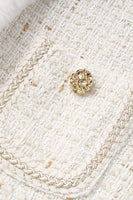 Laden Sie das Bild in den Galerie-Viewer, Leichte Luxus Damenjacke mit weißem Wollspleißen mit kleinem Stehkragen