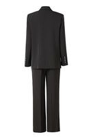 Laden Sie das Bild in den Galerie-Viewer, Glitzernder schwarzer perlenbesetzter 2-teiliger zweireihiger Damenanzug