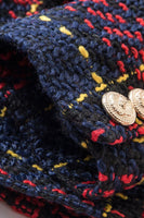 Laden Sie das Bild in den Galerie-Viewer, Blau Rot Schlank Retro Revers Karierter Damen Blazer