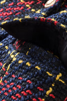 Laden Sie das Bild in den Galerie-Viewer, Blau Rot Schlank Retro Revers Karierter Damen Blazer