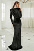 Laden Sie das Bild in den Galerie-Viewer, Schwarzes Etui Meerjungfrau Langes Ballkleid mit langen Ärmeln