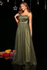 Laden Sie das Bild in den Galerie-Viewer, Glitzerndes A-Linie Spaghettiträger Kleid in Armeegrün