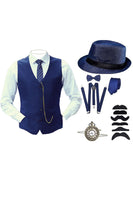 Laden Sie das Bild in den Galerie-Viewer, Schwarze einreihige Herren Anzugweste mit Accessoires