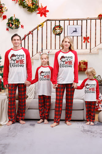 Rot karierte passende Familien-Weihnachtspyjama-Sets