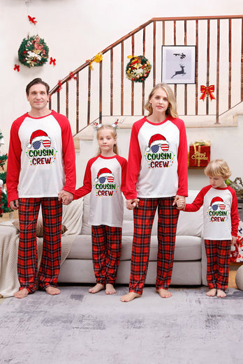 Roter Druck Weihnachtsfamilie Passende Nachtwäsche Pyjama-Sets mit Karo