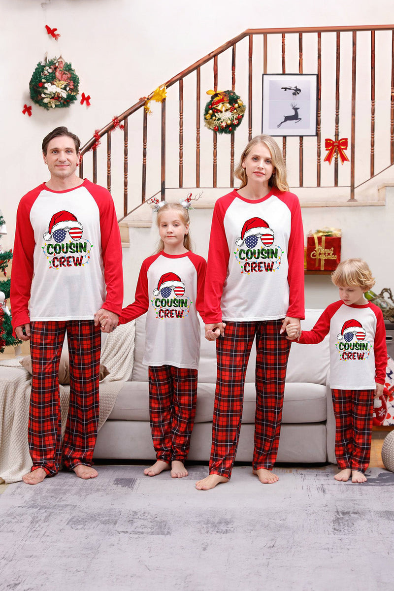 Laden Sie das Bild in den Galerie-Viewer, Roter Druck Weihnachtsfamilie Passende Nachtwäsche Pyjama-Sets mit Karo