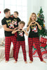 Laden Sie das Bild in den Galerie-Viewer, Schwarz-rot karierter Familien-Weihnachtspyjama mit kurzen Ärmeln