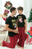 Laden Sie das Bild in den Galerie-Viewer, Schwarz-rot karierter Familien-Weihnachtspyjama mit kurzen Ärmeln