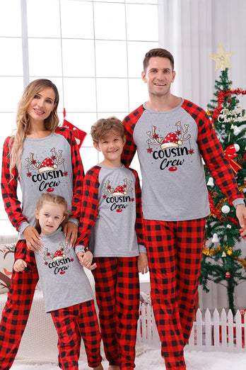 Drucken Familien-Weihnachtspyjama mit rotem Karo