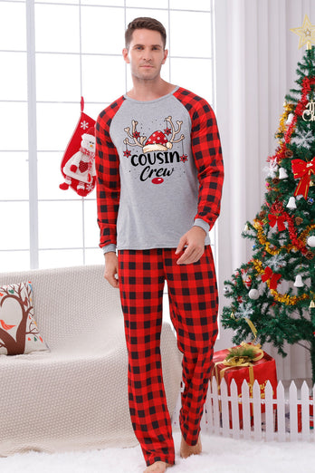 Drucken Familien-Weihnachtspyjama mit rotem Karo