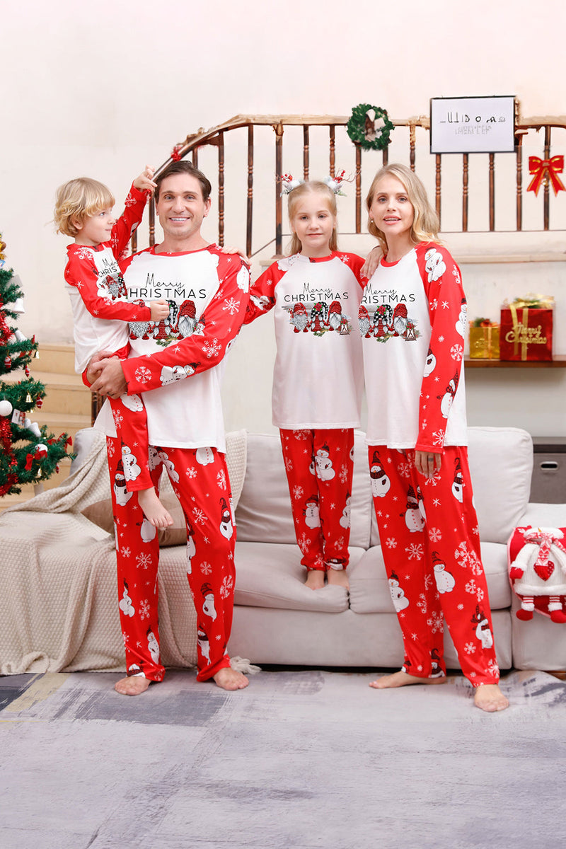 Laden Sie das Bild in den Galerie-Viewer, Schneemann-Drucken Roter Weihnachten passender Familienpyjama