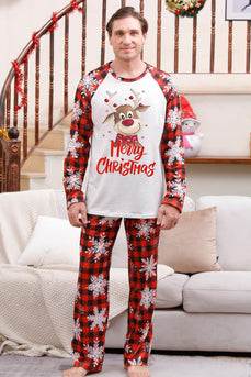 Weihnachtliche Familien-Pyjama-Sets mit rotem Druck