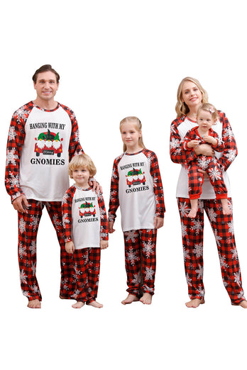 Weihnachtliche Familien-Pyjama-Sets mit rotem Druck