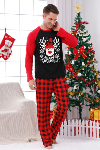 Rot karierte Weihnachts-Familie-Drucken-Pyjama-Sets mit Hund