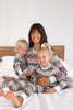 Laden Sie das Bild in den Galerie-Viewer, Graue Musterstreifen Weihnachtsfamilie passender Pyjama