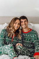 Laden Sie das Bild in den Galerie-Viewer, Weihnachten Familie passendes Pyjama-Set Graues Muster Pyjamas