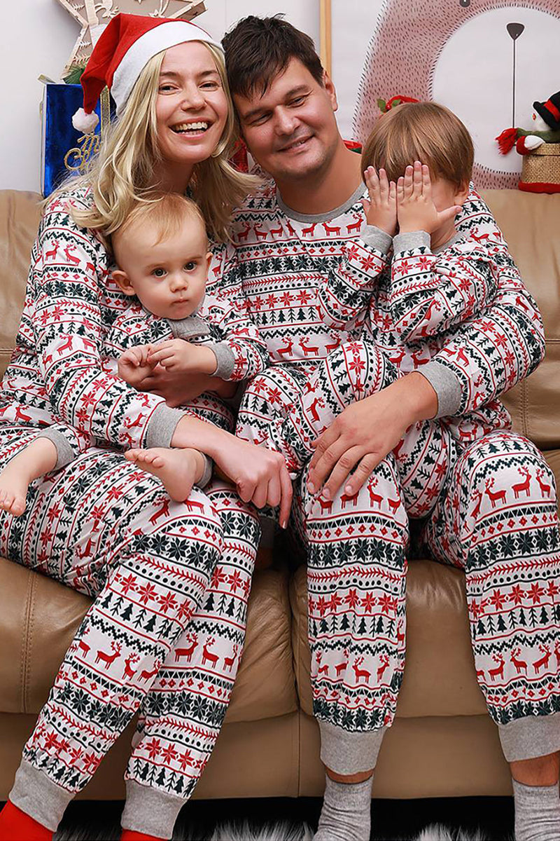 Laden Sie das Bild in den Galerie-Viewer, Weihnachten Familie passendes Pyjama-Set Graues Muster Pyjamas