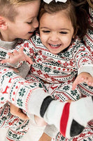 Laden Sie das Bild in den Galerie-Viewer, Weihnachten Familie passendes Pyjama-Set Graues Muster Pyjamas