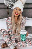 Laden Sie das Bild in den Galerie-Viewer, Weihnachten Familie passendes Pyjama-Set Graues Muster Pyjamas