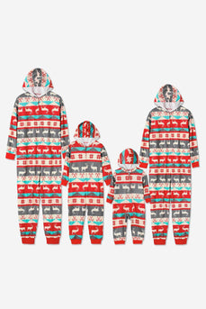 Graues und rotes Muster Streifen Weihnachten Familie Pyjama Set