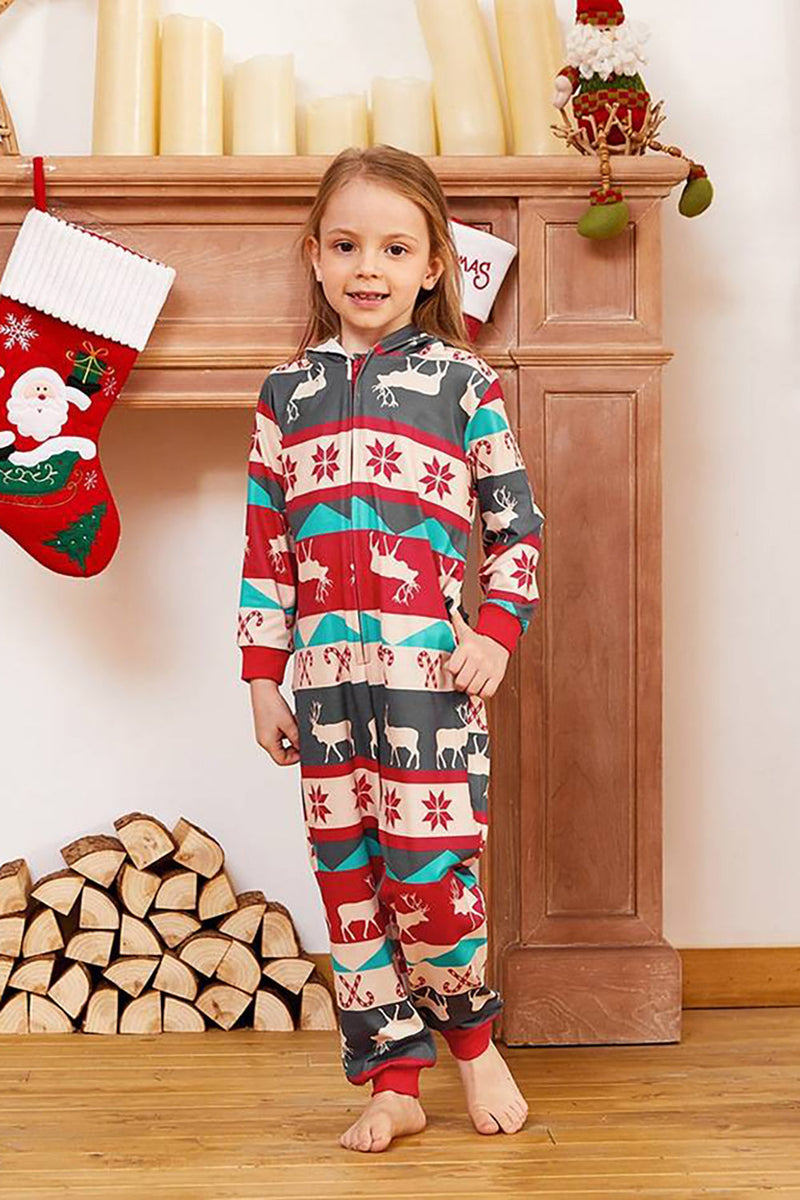 Laden Sie das Bild in den Galerie-Viewer, Graues und rotes Muster Streifen Weihnachten Familie Pyjama Set