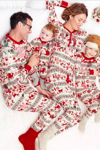 Rotes Hirschmuster Weihnachtsfamilie passendes Pyjama-Set